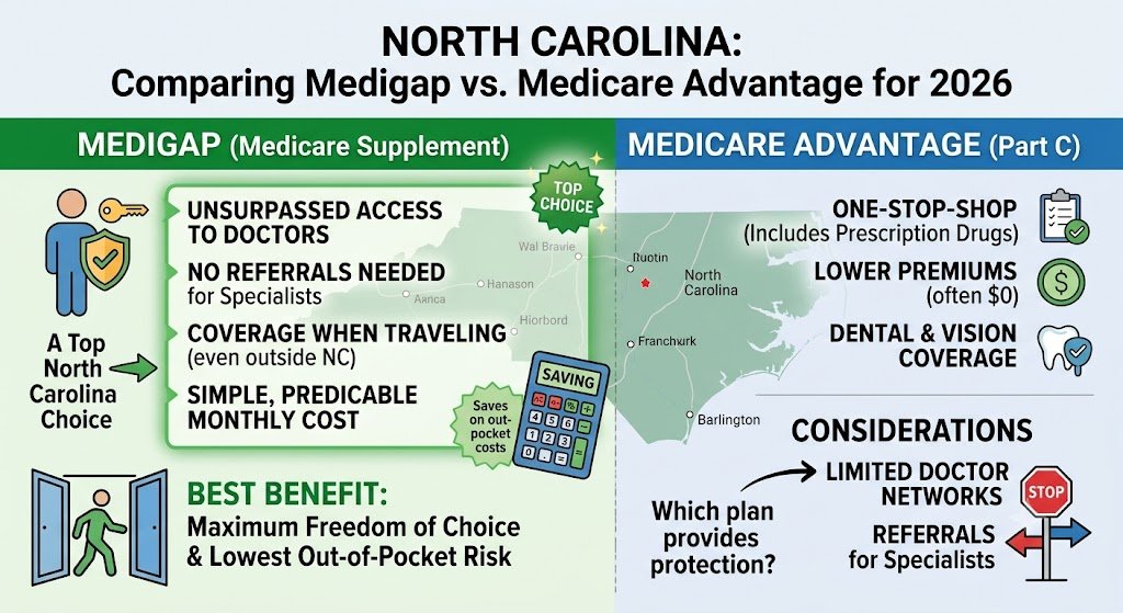 Medicare Advantage vs Medigap in North Carolina comparison